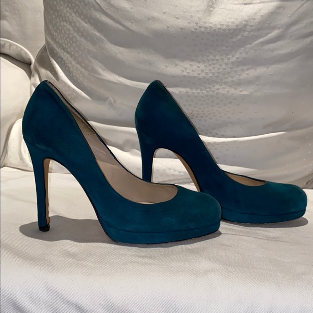 L.K. Bennett Sledge Pumps Teal Suede Size 37